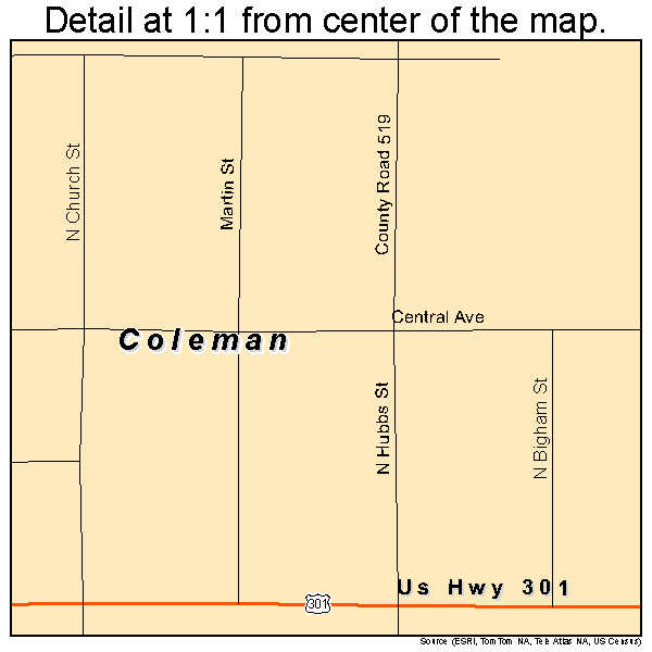 Coleman, Florida road map detail