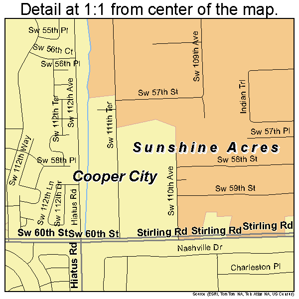 Cooper City, Florida road map detail