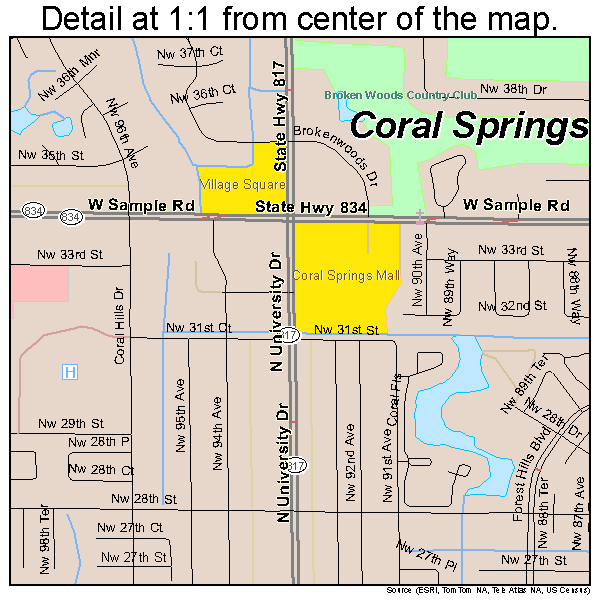 Coral Springs, Florida road map detail