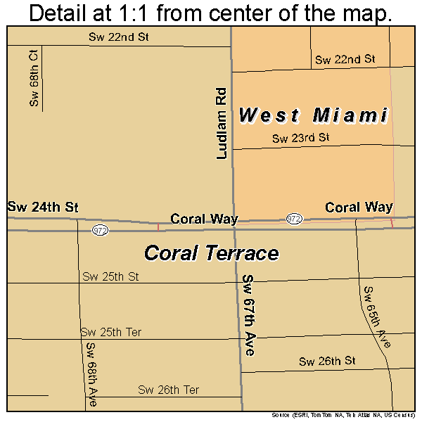 Coral Terrace, Florida road map detail