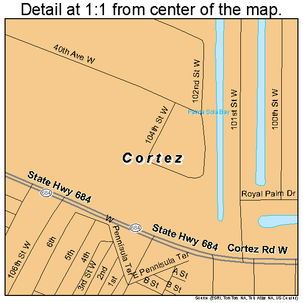 Cortez, Florida road map detail