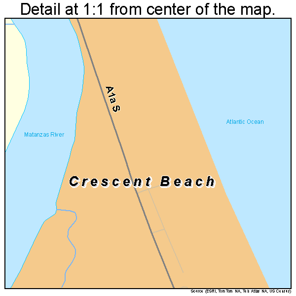 Crescent Beach, Florida road map detail