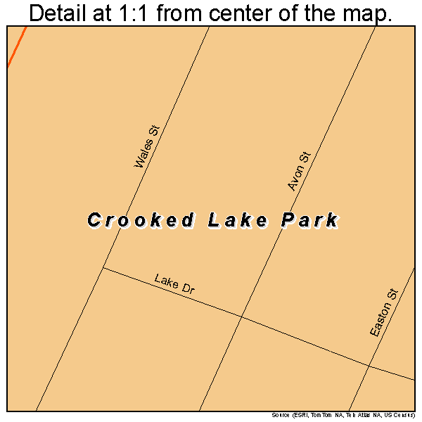 Crooked Lake Park, Florida road map detail