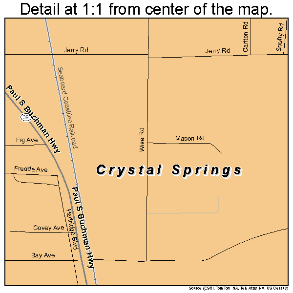 Crystal Springs, Florida road map detail