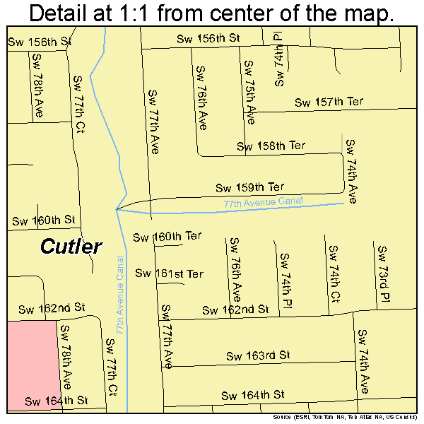 Cutler, Florida road map detail