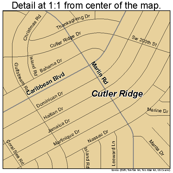 Cutler Ridge, Florida road map detail