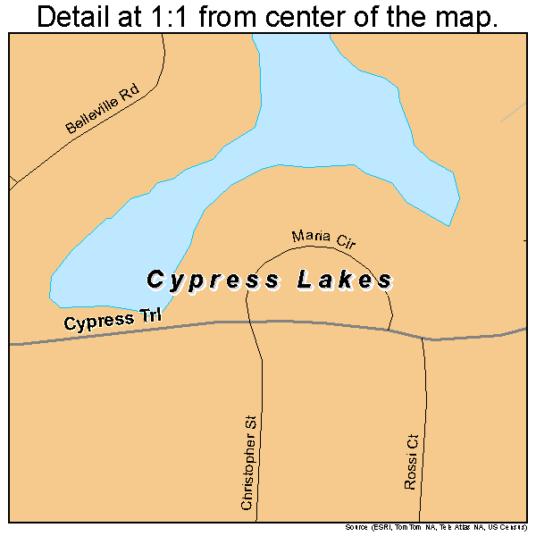 Cypress Lakes, Florida road map detail
