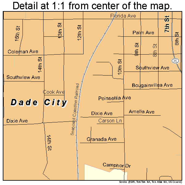 Dade City, Florida road map detail