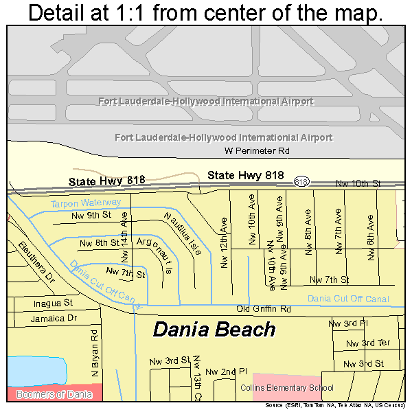 Dania Beach, Florida road map detail