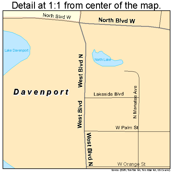 Davenport, Florida road map detail