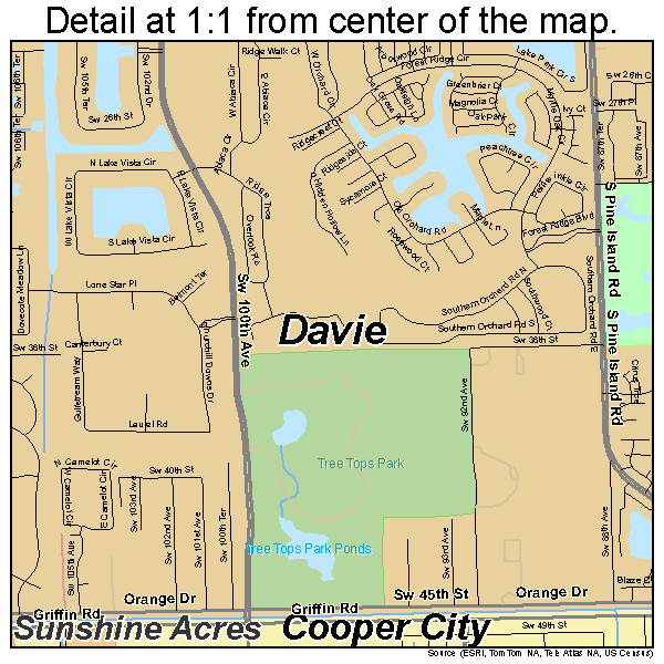 Davie, Florida road map detail