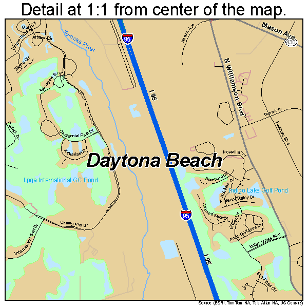 Daytona Beach, Florida road map detail