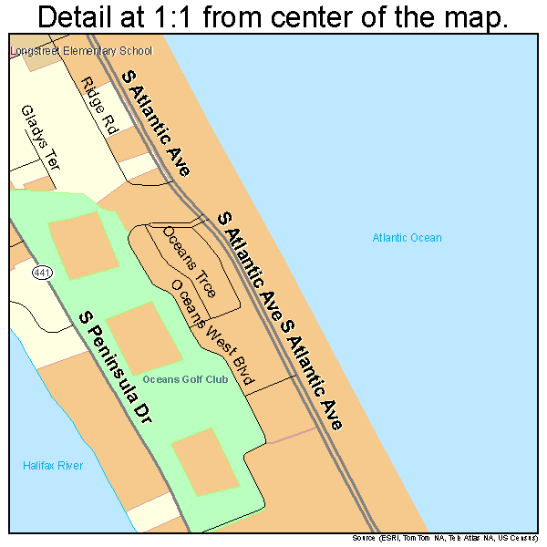 Daytona Beach Shores, Florida road map detail