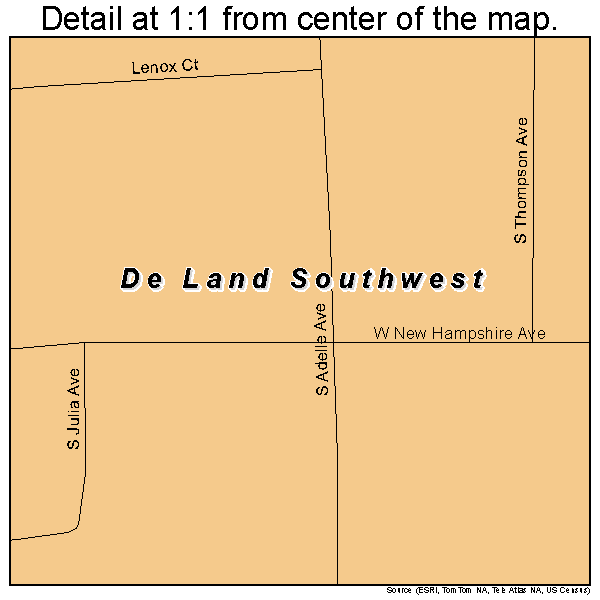 De Land Southwest, Florida road map detail
