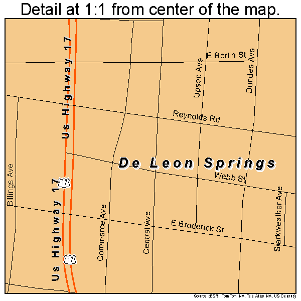 De Leon Springs, Florida road map detail