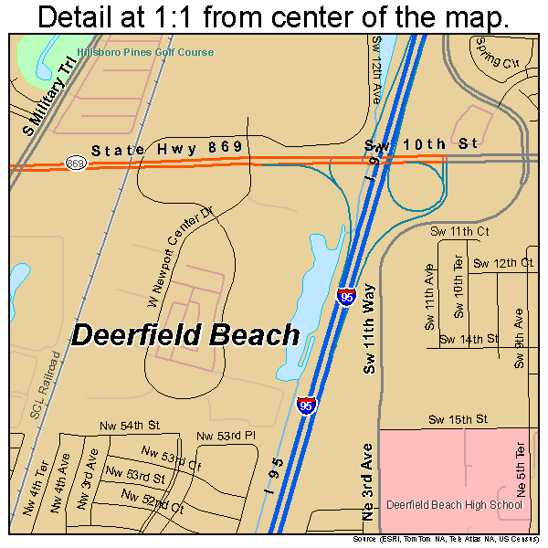 Deerfield Beach, Florida road map detail