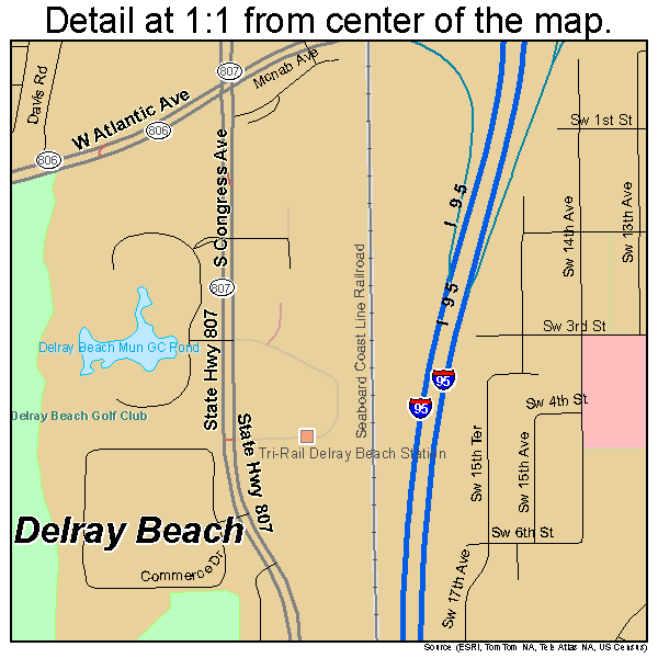 Delray Beach, Florida road map detail