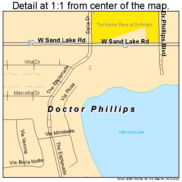 Doctor Phillips, Florida road map detail
