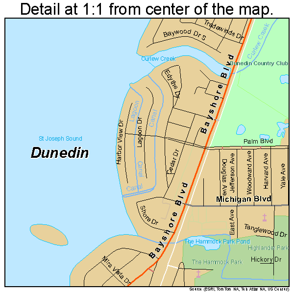 Dunedin, Florida road map detail