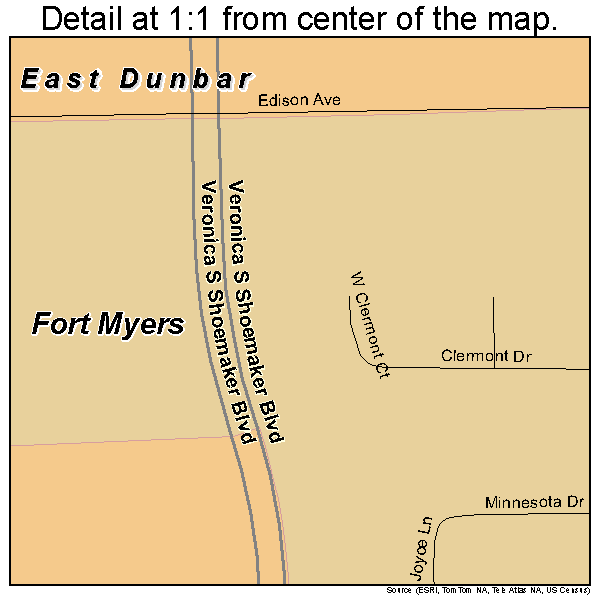 East Dunbar, Florida road map detail