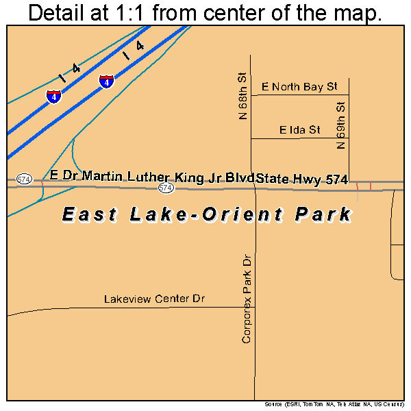 East Lake-Orient Park, Florida road map detail