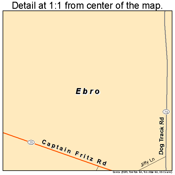 Ebro, Florida road map detail