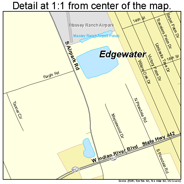 Edgewater, Florida road map detail