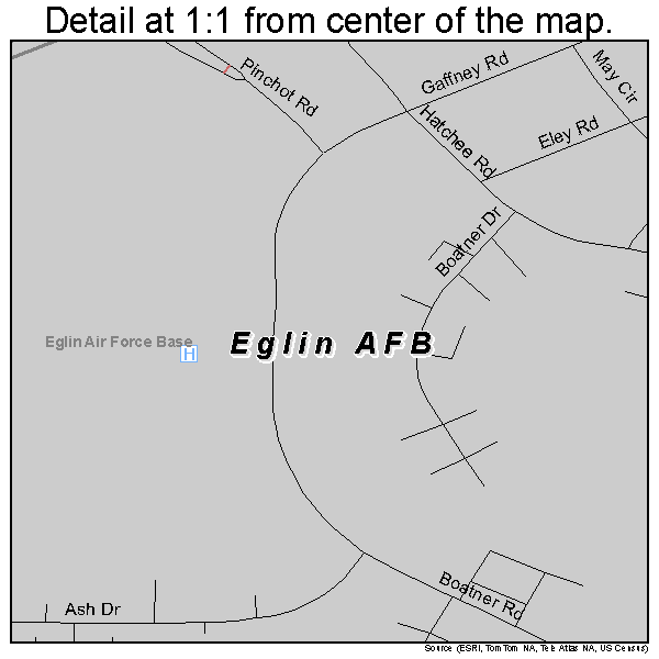 Eglin AFB, Florida road map detail