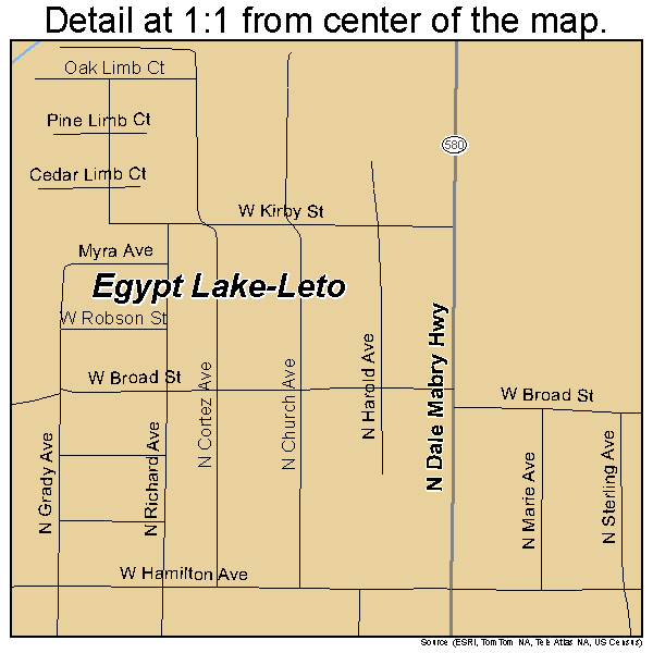 Egypt Lake-Leto, Florida road map detail