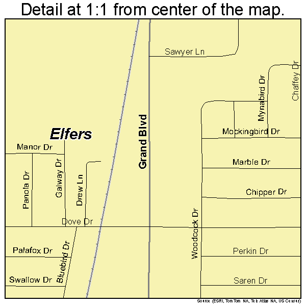 Elfers, Florida road map detail