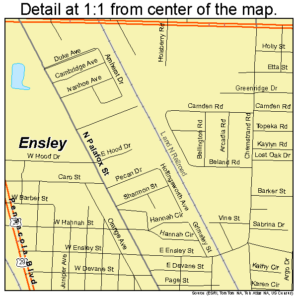 Ensley, Florida road map detail