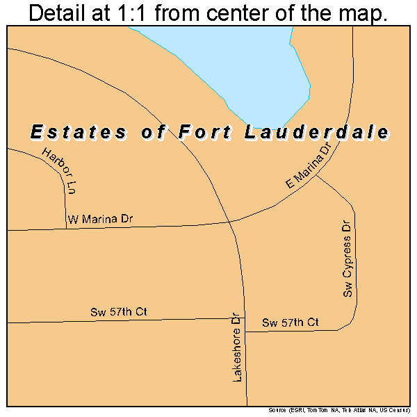 Estates of Fort Lauderdale, Florida road map detail