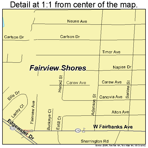 Fairview Shores, Florida road map detail
