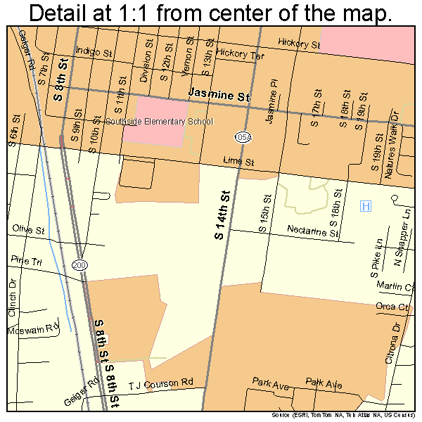 Fernandina Beach, Florida road map detail