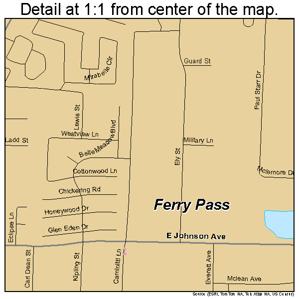 Ferry Pass, Florida road map detail