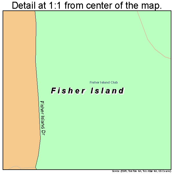 Fisher Island, Florida road map detail