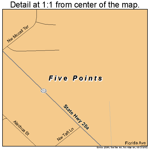 Five Points, Florida road map detail