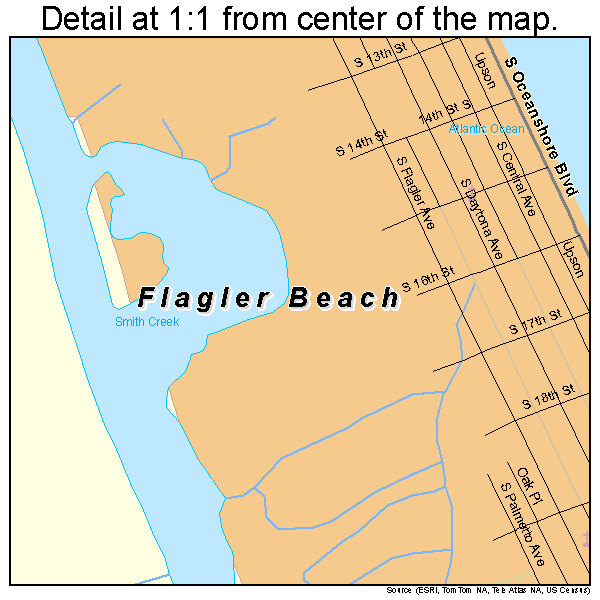Flagler Beach, Florida road map detail
