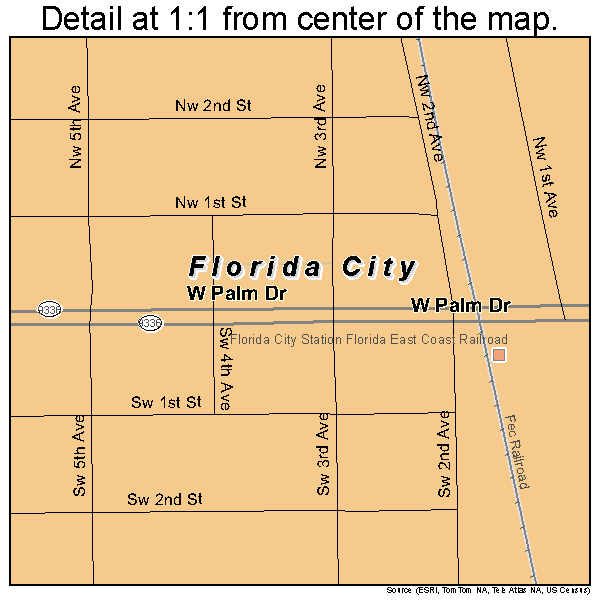 Florida City, Florida road map detail