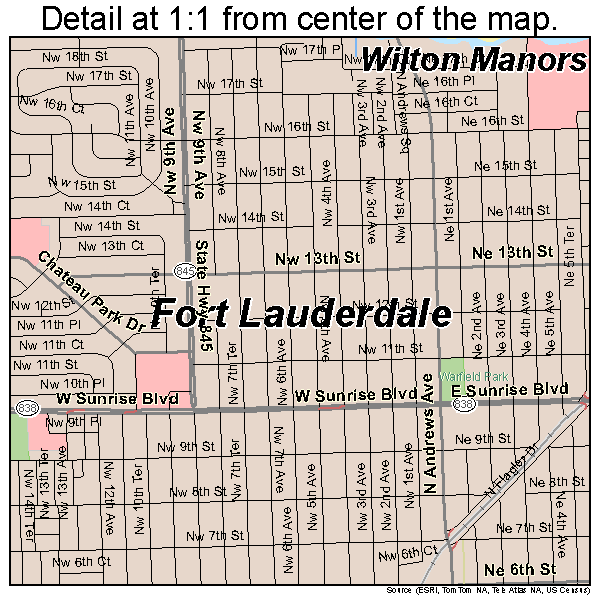 Fort Lauderdale, Florida road map detail