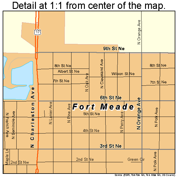 Fort Meade, Florida road map detail