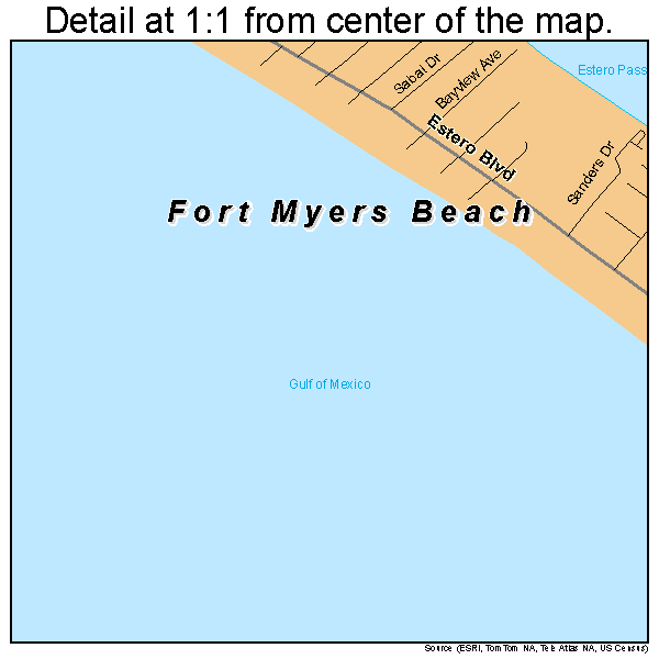 Fort Myers Beach, Florida road map detail