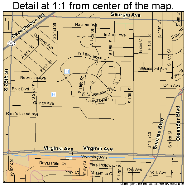 Fort Pierce, Florida road map detail