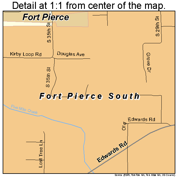 Fort Pierce South, Florida road map detail
