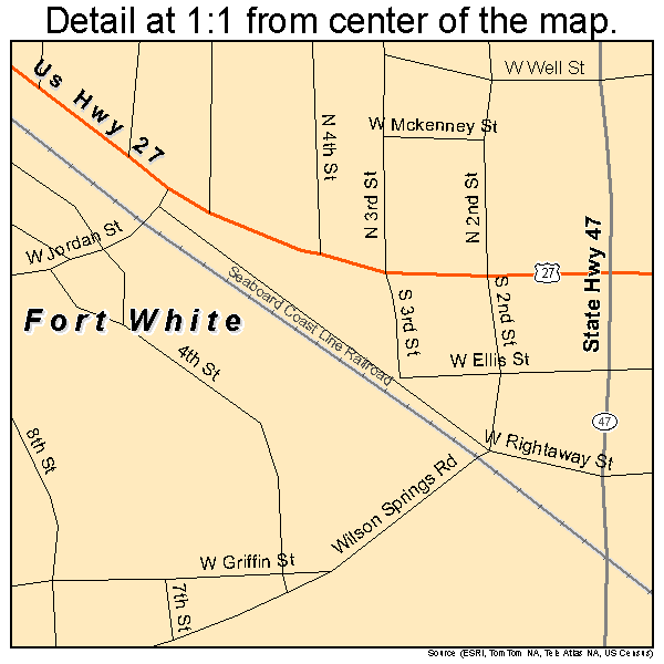 Fort White, Florida road map detail