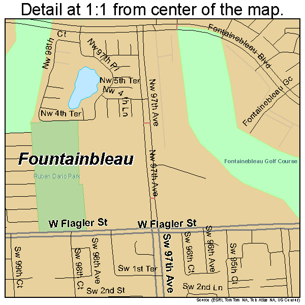 Fountainbleau, Florida road map detail