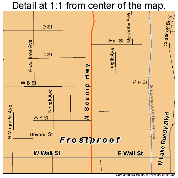 Frostproof, Florida road map detail