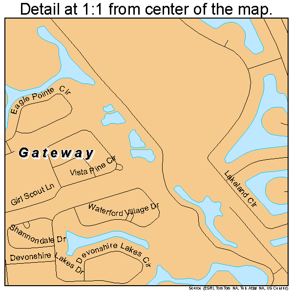 Gateway, Florida road map detail