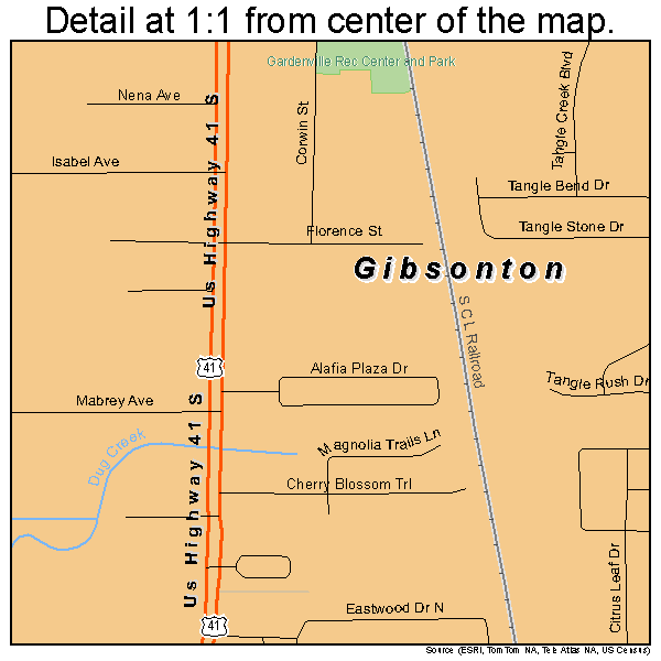Gibsonton, Florida road map detail