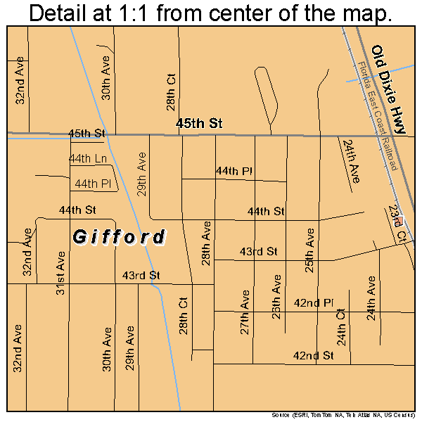 Gifford, Florida road map detail